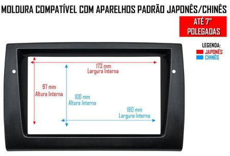 Imagem de Moldura De Painel 2 Din 7 Polegadas Fiat Bravo - Preto