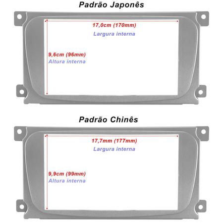 Imagem de Moldura do Painel 2 Din Citroen C3 2003 a 2012 Peugeot 307 2001 a 2012 Prata Padrão Japonês Chinês