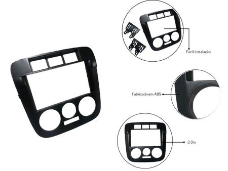 Imagem de Moldura Multimídia Preta Central Dvd 2 Din Embutir Fixado Painel Som Automotivo Radio Carro