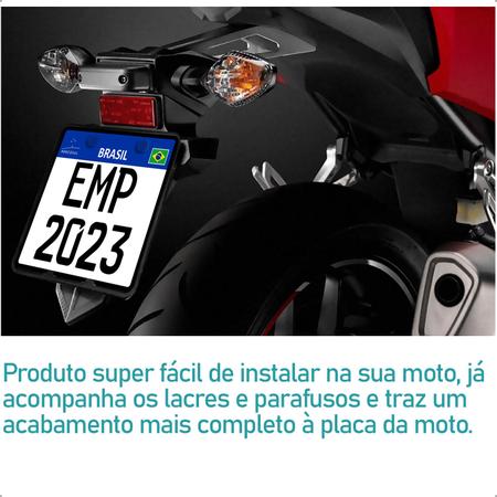 Imagem de Moldura Suporte de Placa de Moto Traseira Universal Mercosul com Lacre Antifurto e Parafuso