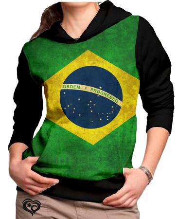 Imagem de Moletom Bandeira Brasil feminino Horizontal blusa casaco