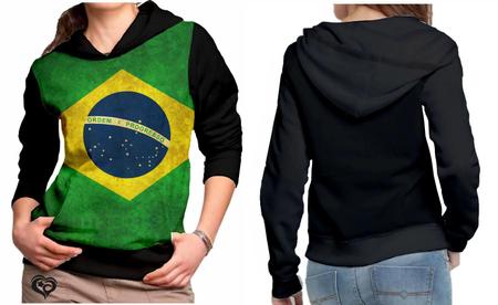 Imagem de Moletom Bandeira Brasil feminino Horizontal blusa casaco