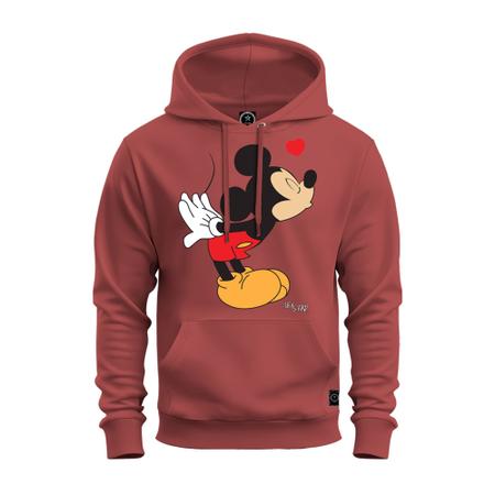 Imagem de Moletom Blusa De Frio Unissex Algodão Confortável Com Bolso E Capuz Mickey Beijinho