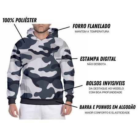 Imagem de Moletom Camuflado Masculino Blusa de Frio Com Capuz Flanelada Casaco com  Bolsos Laterais