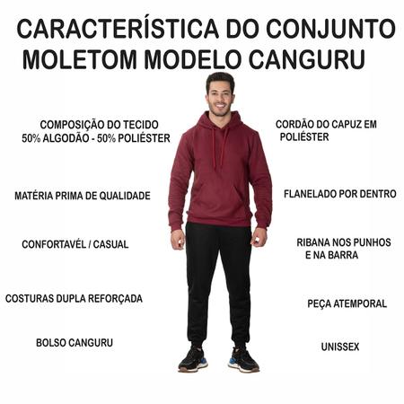 Imagem de Moletom Canguru Blusa + Calça Unissex Liso Com Capuz Top