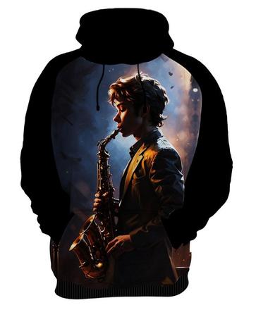 Imagem de Moletom Casaco Blusa Instrumento Saxofone Saxofonista HD 1