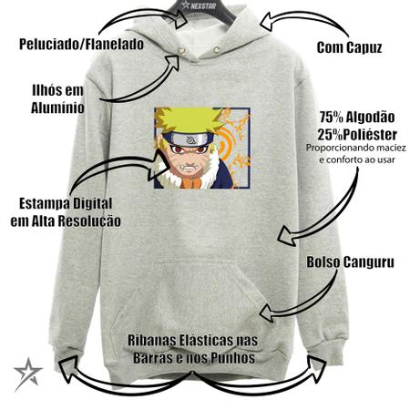 Moletom Unissex Canguru Blusa de Frio Personagens Anime Naruto