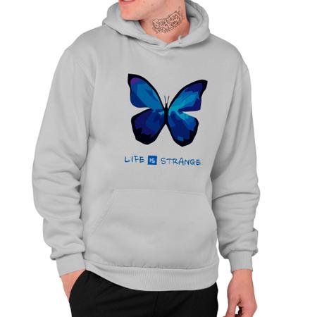 Moletom Estampado Life Is Strage Butterfly Azul Blue Asas Shap