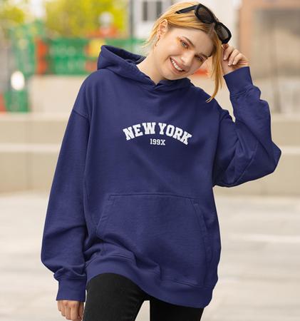Moletom Feminino Blusa de Frio com Capuz New York adn Moletom