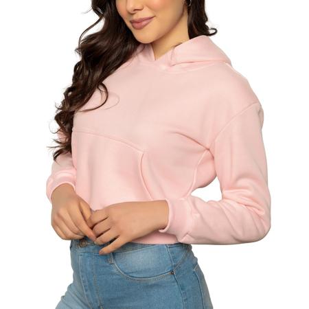 Imagem de Moletom Feminino Cropped 100% Algodão Touca Moda Inverno