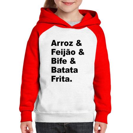 Moletom Infantil Arroz & Feijão & Bife & Batata Frita - Foca na Moda Imagem de Moletom Infantil Arroz & Feijão & Bife & Batata Frita - Foca na Moda