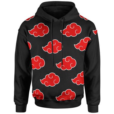 Camiseta Masculina Algodão Naruto Akatsuki Nuvem Vermelha