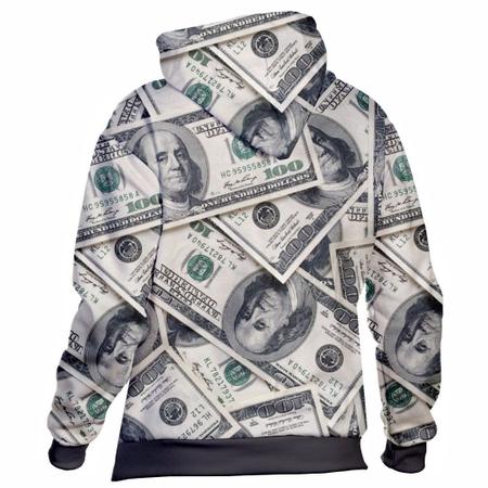 Moletom Masculino Dólar Estampa 3D Blusa de Frio Com Capuz Macio e  Confortável de Poliéster Gênero:Feminino;Cor:Preto;Ta