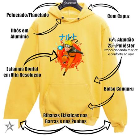 Moletom Unissex Canguru Blusa de Frio Personagens Anime Naruto