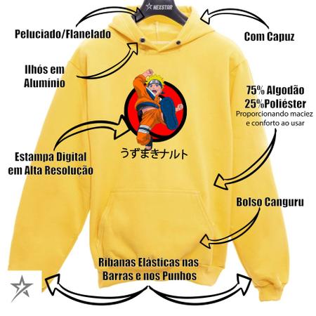 Moletom Unissex Naruto Anime Blusa de Frio Canguru em Promoção na