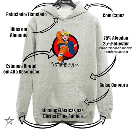 Moletom Unissex Naruto Anime Blusa de Frio Canguru em Promoção na