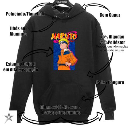 Moletom Unissex Canguru Blusa de Frio Personagens Anime Naruto