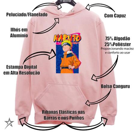 Moletom Unissex Canguru Blusa de Frio Personagens Anime Naruto