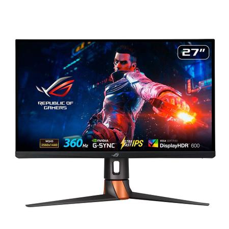 Monitor Asus ROG Swift 27, 360Hz, 1ms, HDMI e DisplayPort, 135% sRGB, HDR,  G-Sync, Altura Ajustável, VESA - PG27AQN