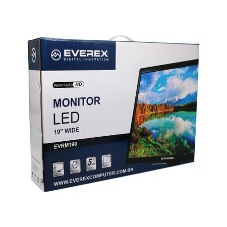 Imagem de Monitor Everex 19" Widescreen, HD (1400x900), HDMI/VGA/Vesa, Preto - EVRM190-NS