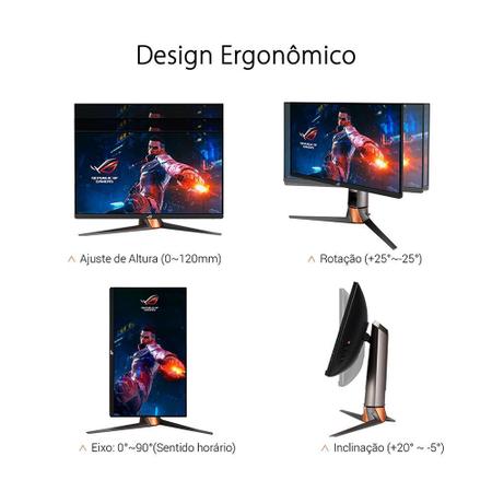 Monitor Gamer Asus ROG Swift Esports 24.5'' Fast IPS FHD 360Hz 1ms G-Sync  HDMI/DP Desk Mount Kit, PG259QNR