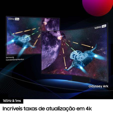 Imagem de Monitor Gamer Samsung Odyssey Ark 55" 2nd Gen 4K, Tela Curva, 165Hz, 1ms, FreeSync Premium Pro