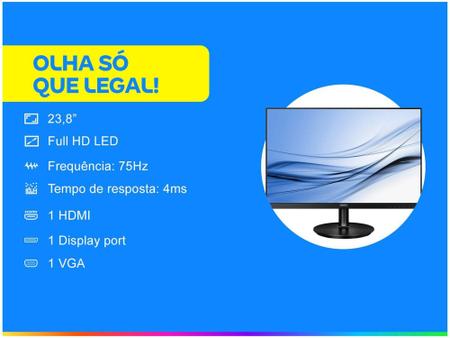 Imagem de Monitor para PC Philips Série V8 242V8A 23,8” LED - Widescreen Full HD HDMI VGA IPS