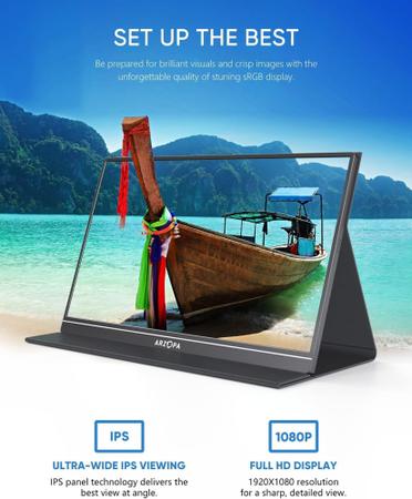 Imagem de Monitor Portátil ARZOPA 15,6 FHD 1080P