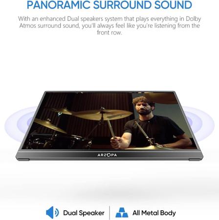 Imagem de Monitor Portátil ARZOPA 15,6 FHD 1080P