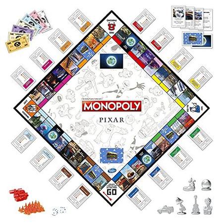 Imagem de Monopólio: Pixar Edition Board Game for Kids 8 and Up, Comprar locais da Disney e Pixar's Toy Story, The Incredibles, Up, Coco, e More (Amazon Exclusive)