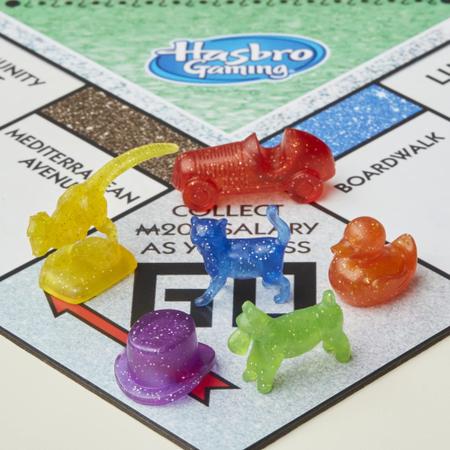 Imagem de Monopoly Sparkle Edition Board Game, Family Games, com Tokens Brilhantes, Dados Perolados, Look Brilhante, (Exclusivo da Amazon)