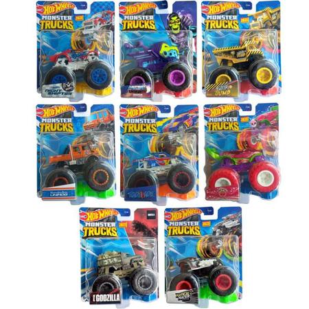 Hot Wheels Monster Trucks 1:24 Veículos Em Escala, Caminhões De Brinquedo  Metálicos Fundidos Colecionáveis Com Rodas Gigantes &, Chassi Estilizado  - Carrefour