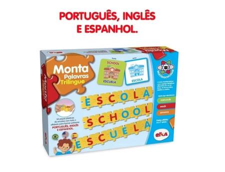 Monta Palavras Trilíngue Alfabeto Jogo Para Aprender Inglês - ELKA -  Letras, Números e Memória - Magazine Luiza