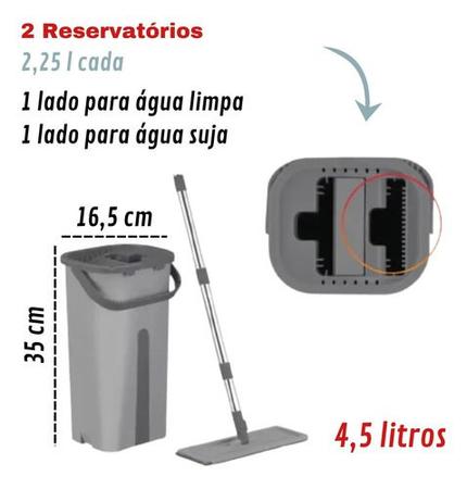 Imagem de Mop Balde Multiuso Lava e Seca Cabo Inox Esfregão Balde Flat Mop 