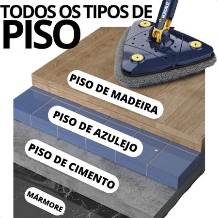 Limpador e Esfregão Triangular Mop Ajustável Giratório Vortex 360