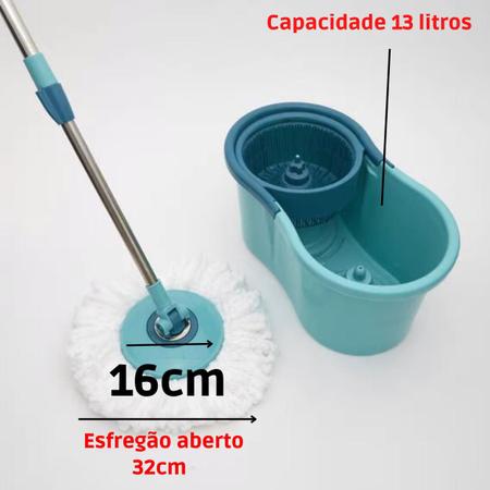 Imagem de Mop Esfregão Giratorio Mais Balde Kit Limpeza Completo Refil Cesto Plastico
