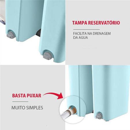 Imagem de Mop Flat Duplo Balde Rodo Esfregao Tampa Vazao Agua + Mop Spray Reservatório c/ Escovinha Kit Multiuso Modelo Novo