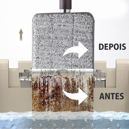Imagem de Mop Flat Esfregão Rodo Wash Dry Tampa Vazao Agua + Refil Microfibra extra