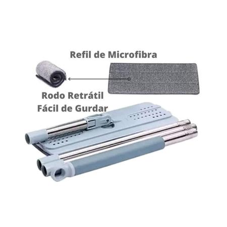 Imagem de Mop Flat Lava e Seca Rodo de Limpeza Multiuso Balde com Esfregão Refil de Microfibra Kit Limpeza