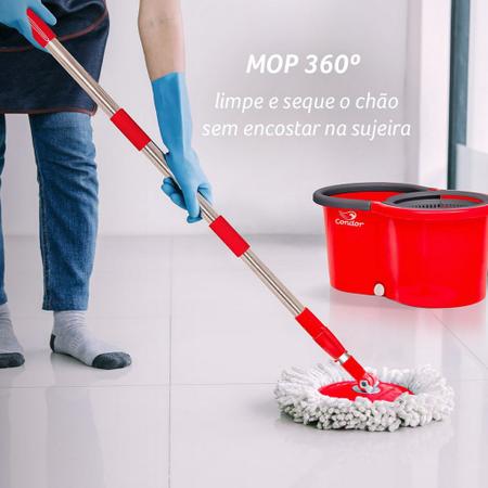 Mop Clean Esfregão 360° Limpeza Centrífuga 6L Giratório em