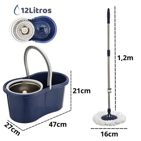 Imagem de Mop Giratório Tornado Perfect Pro Condor Cesto Inox Cor Azul Centrifuga Refil Para Limpeza Original Novo Mob Mopi Moop