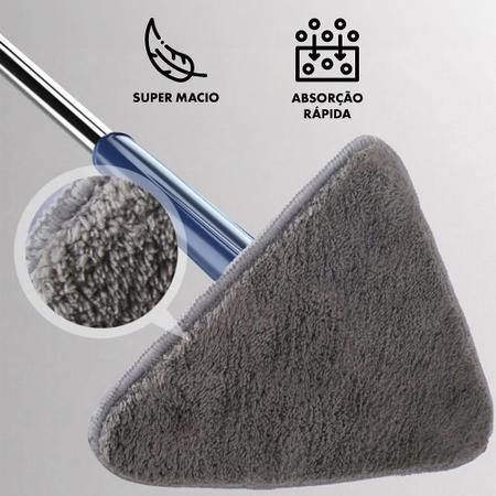 Imagem de Mop Limpeza Triangular Ajustavel Esfregao Rodo Magico 360 Giratorio Lava e Seca Multiuso Cabo Inox