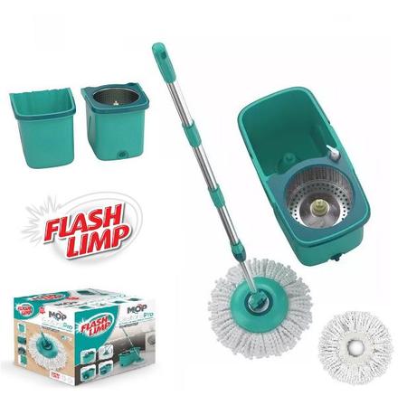 Imagem de MOP PRO Flash Limp Esfregão Extensivel Microfibra Balde de Duas Aguas Inox MOP7824