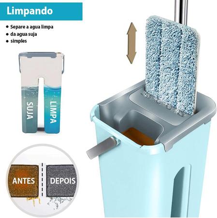 Imagem de Mop Rodo Flat Esfregão Wash And Dry Tampa Vazao De Agua + Refil Microfibra extra