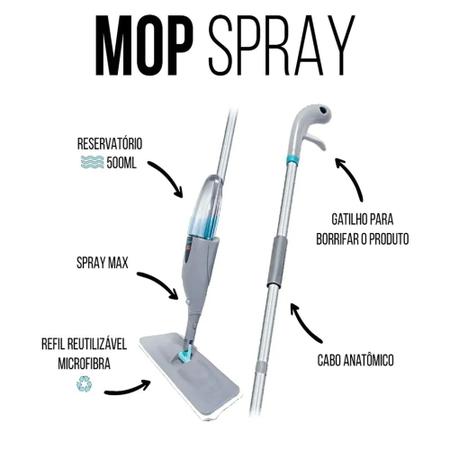 Imagem de Mop Spray Esfregão Vassoura Com Reservatório + Refil Microfibra porcelanato top