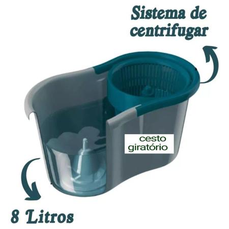 Imagem de mop umido Esfregão vassoura Giratório casa cozinha banheiro sala área 8 Litro Extensível