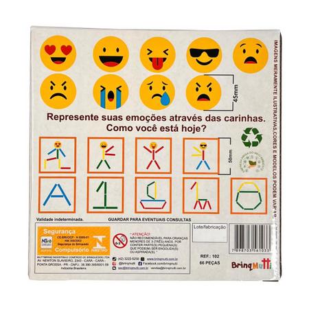 Mosaico de Palitos - Brinquedo Educativo Emoções - Brinqmutti