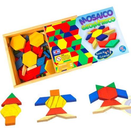 Jogo Didático Mosaicos Coloridos Brinquedos Educativos Infantil