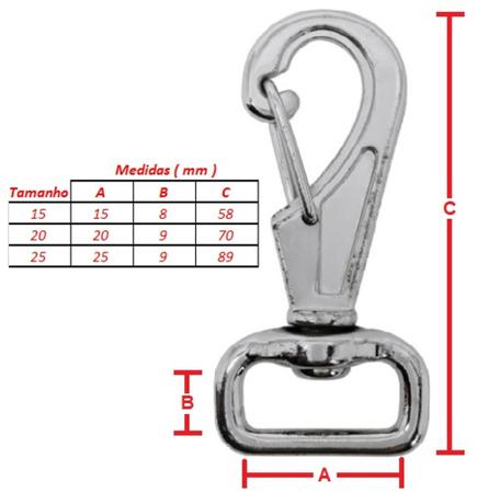 Imagem de Mosquetão P/ Guias Pet - Kit Com 10 Unidades - 15 mm