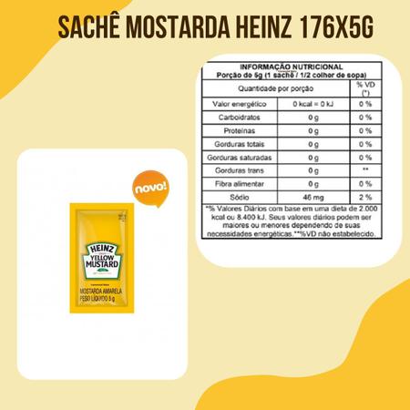 Imagem de Mostarda Tradicional Kraft Heinz 176 unidades de 5G Para Lanchonete e cozinhas